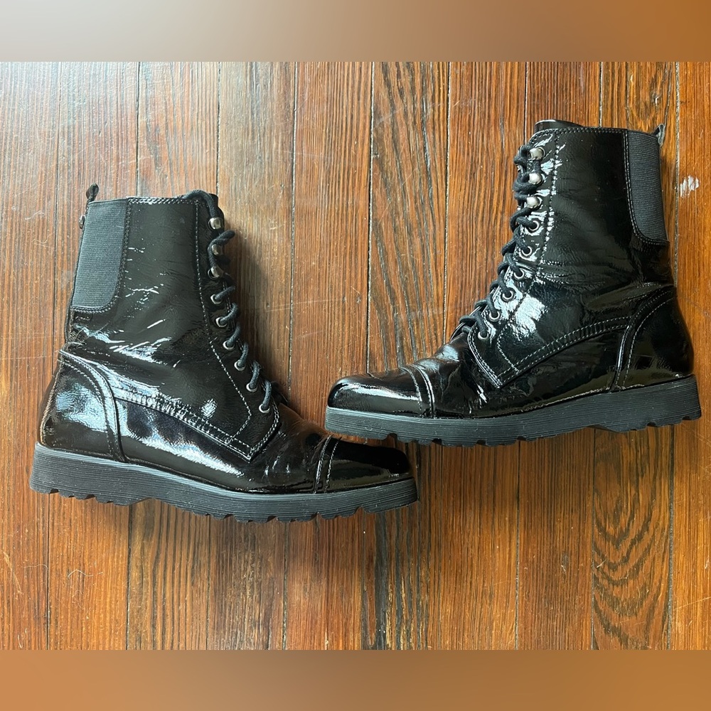 Donald J. Pliner Camren Black Patent Leather Boots